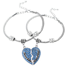 Bespmosp 2PC Rhinestone Clear Color Red Pink Blue Crystal Heart Mother Daug