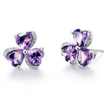 Uloveido Clover Flower Earings with Stones Jewelry Blue Cubic Zirconia Brin