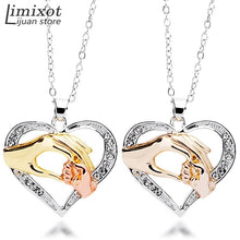 Beautiful Sparkle "Mother and Child's Hands" Pendant and Necklace Heart Nec