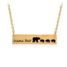Animals Necklace Rectangular Gold & Silver MaMa Bear Fashion Family Pendant