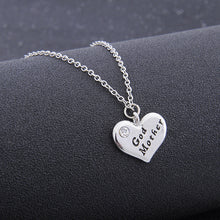 Cute Mom God Mother Heart Charm Necklace From Son Daughter Silver Plated Sp
