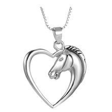 2 Pcs Fashion New Jewelry Plated White Horse In Heart Necklace Pendant Neck