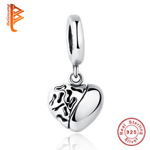 Solid 100% 925 Sterling Silver Snowman MOM Heart Pendant Charms Fit Origina