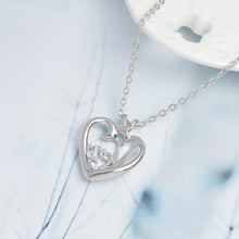 Love Mom Heart Pendant Necklace For Women With Crystal Silver Necklaces Fas