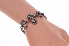 Skull skeleton chain bracelet women biker jewelry link bangle silver color