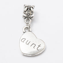 Wholesale 10pcs Tibetan Silver Heart Charms Dangle Metal Alloy Son Mom Dad