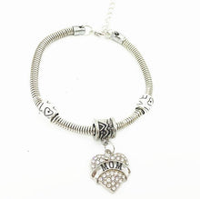 2016Multicolor Charm Crystal Heart Bracelet love Mom SISTER Mother family G