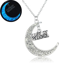 Glowing In the Dark Moon Pendant Necklaces Silver Plated Chain Letter Charm