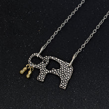 Elephant and Her Little Peanuts Necklace Animal Pendant Silver Color Neckla