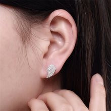 GAGAFEEL Pure 925 Silver Angel Wings Stud Earrings For Women Full CZ Cryata