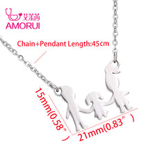AMORUI New Family of Three Stainless Steel Choker Statement Necklace Women