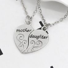 Hand Stamped Mother Daughter Charm Choker Necklace 2pc/set Carved Broken He