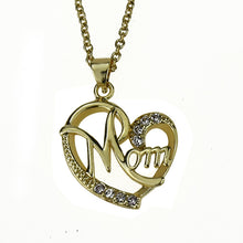 Uworld Silver Plated Brass Cubic Zirconia MOM Open Love Heart Pendant Neckl