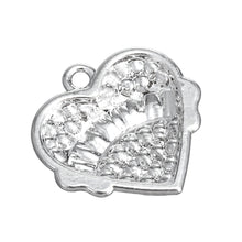 Skyrim 12pcs zinc alloy rhodium plated crystal Mom heart charms mama jewelr