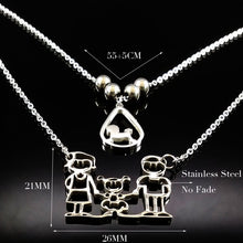 2017 Dog Mom and Dad Daughter Stainless Steel Choker Necklace Women Double