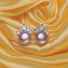 HENGSHENG 8 9mm Cultured Freshwater Pearl Earrings, Fine Jewelry Stud Earri