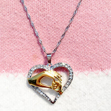 Mother And Child Pendant Gift For Mom Golden Mom Charm Necklace Hand Heart