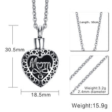 2016  Personalized Mom Heart Cremation Urn Necklace Keepsake for Dear Mom-i