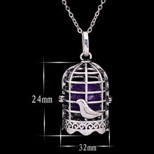 Bird Lockets Bell Necklace Silver Color Blue Pink Black White Ball Necklace