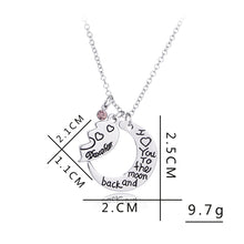 I Love You mother daughter Necklaces pendants the moon shape Statement Neck