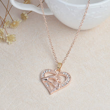 Miss Zoe Hand in Hand Mother and Me Pendant Necklace Rose Gold Silver Heart