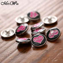10pcs/lot lOVE YOU MOM 18MM Snap Jewelry Buttons Metal MOM Snap Fit 18mm Sn