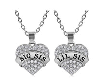 Pink Crystal Heart Big Sis Lil Sis Mom Family Sentiments Message Pendant Ne