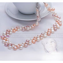 3 row natural freshwater choker multilayer pearl necklaces women,real pearl