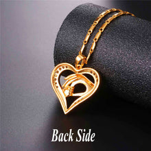 U7 Love Heart Mom Baby In Hand Pendant & Chain Necklace Cubic Zirconia Than