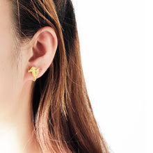SUMMER SALE Gold Color Stainless Steel Seahorse Stud Earrings Beach Studs N