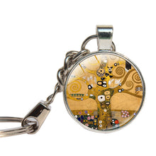 Gustav Klimt Art Painting Keychain Glass Cabochon Mother And Child Key Ring