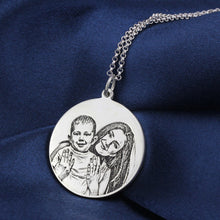 Personalized Sterling Silver Photo Engraved Necklace Handmade Photo Disc Ba