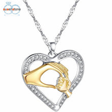 SUSENSTONE 2017 Fashion heart shaped Finish Mom Baby Hands  Necklace Mother