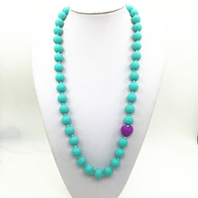 Food grade silicone teething heart beads necklace for mom  baby silicone nu