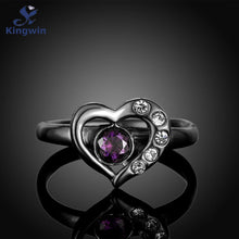 Unique Women's Heart shape Black Ring color birthday stone Stainless Steel