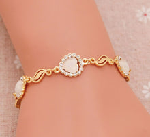Crazy Feng Gold Color Mother Daughter Crystal Heart Bracelet Bangle Mom Wom
