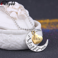 Caxybb I Love You To The Moon And Back Mom Family Necklaces Fashion Pendant