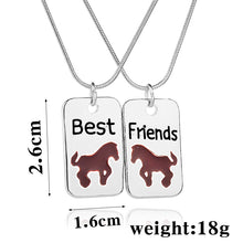 Dog tag Horse BFF Ncklaces Women Best Friends Necklaces Square Unisex Neckl